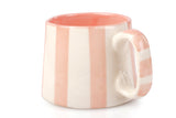 Ceramic Pink Stripe Mug, S/2