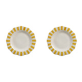 Ceramic Stripe Dinner Plate, Yellow - 10 x 10 x 1.25 Inches ( Set of 2 )