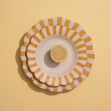 Ceramic stripe Salad Plate, Yellow- 8.25x 8.25 x 1.25 Inches ( Set of 2 )