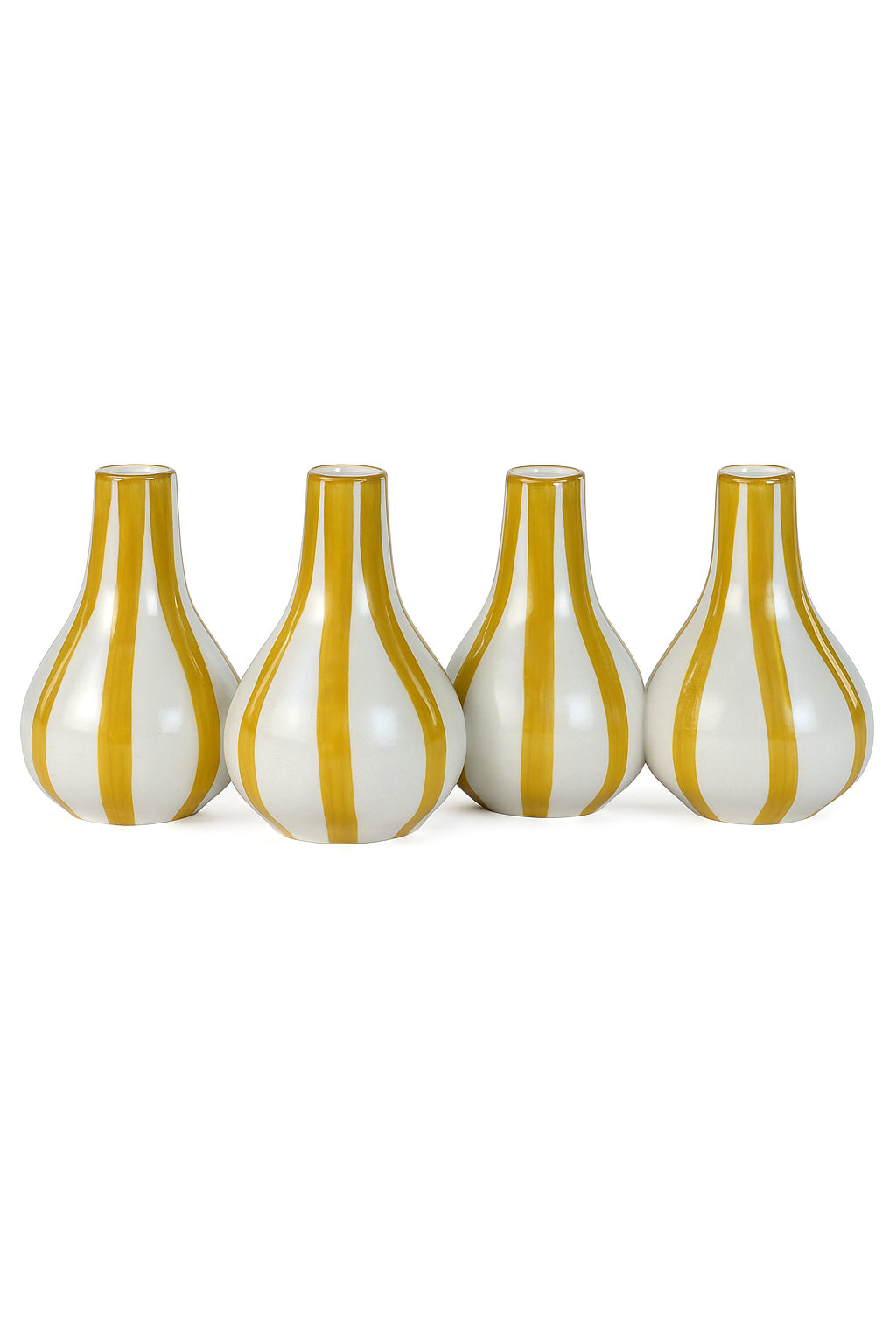 Ceramic Yellow Stripe  Bud Vase, S/4