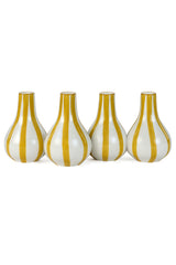 Ceramic Yellow Stripe  Bud Vase, S/4