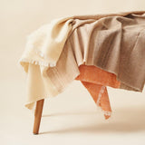Chestnut Orange Cream Color Block Handwoven Merino Throw