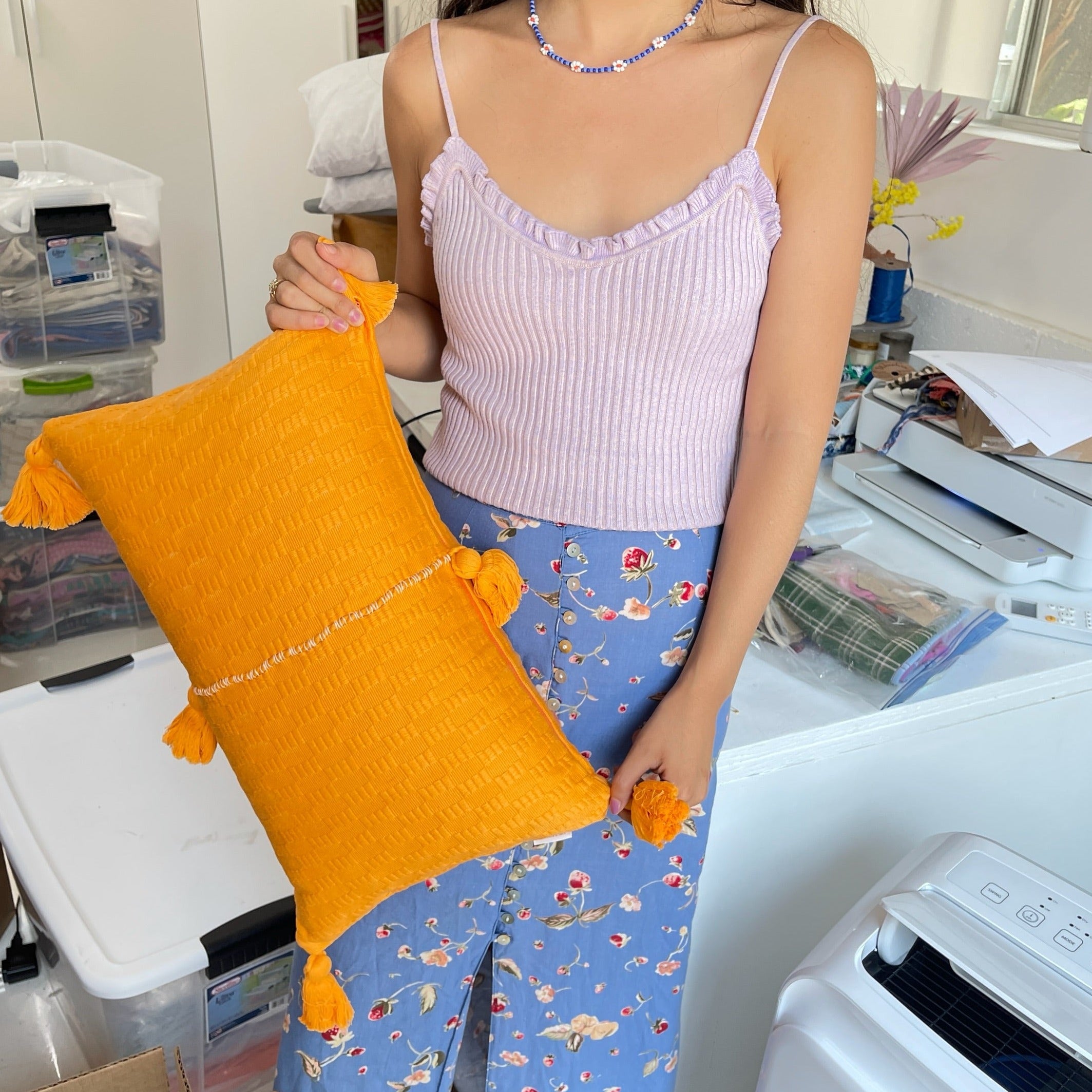 Antigua Pillow in Orange Solid