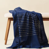 Rosewood Indigo Hand Knotted Stripes Handloom Merino Throw