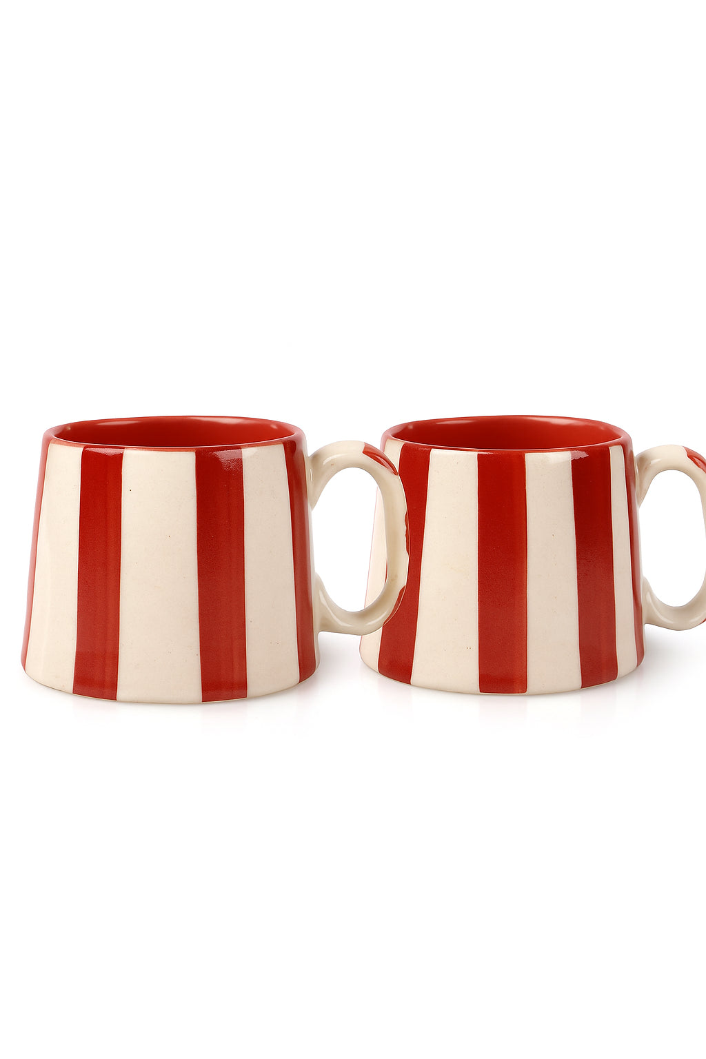 Ceramic Red Stripe Mug, S/2