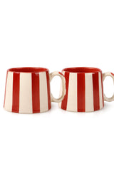 Ceramic Red Stripe Mug, S/2