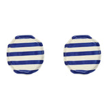 Ceramic Blue stripe plate, 6.3x6.3 Inches (Set of 2 )