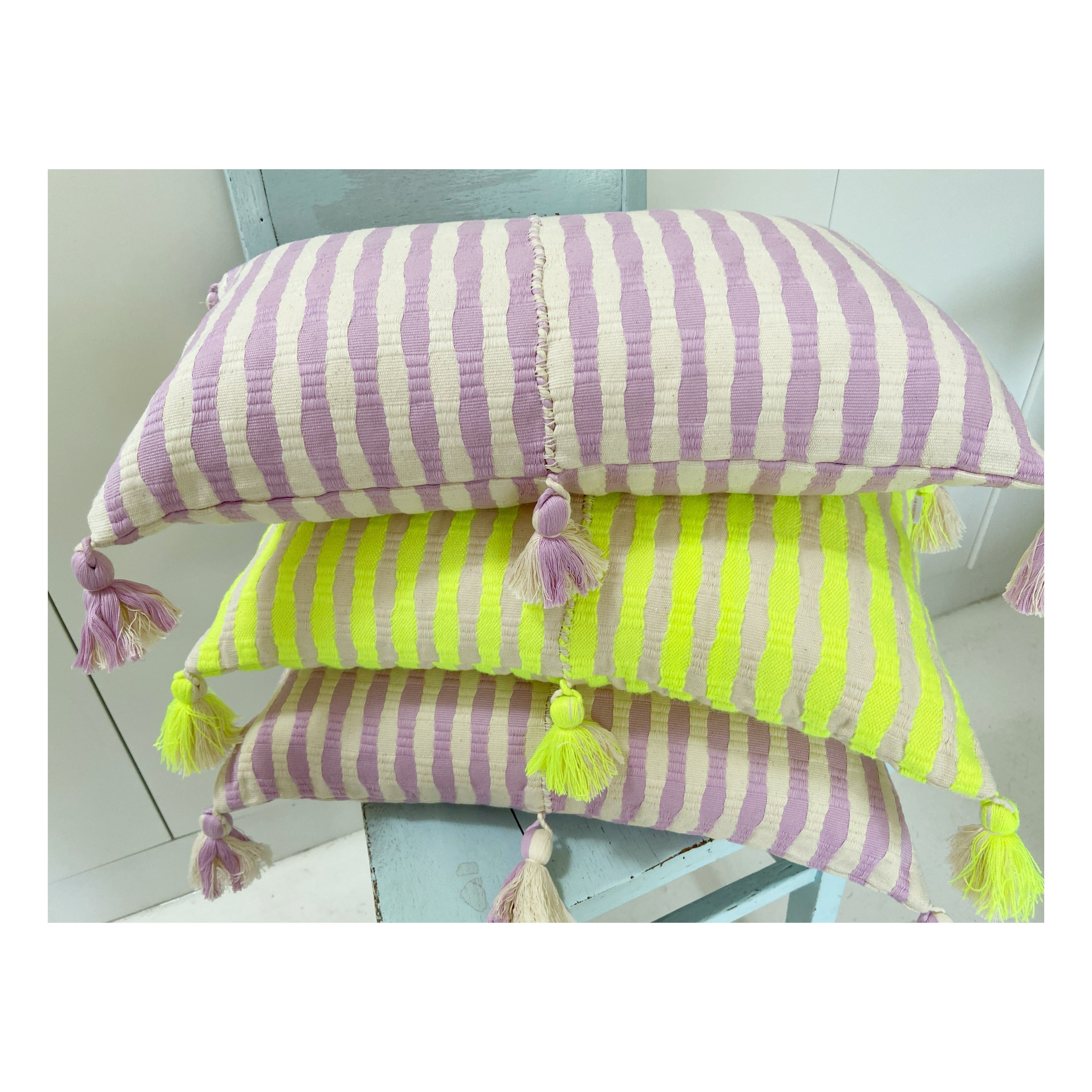 Antigua Pillow in Light Lavender Stripe