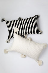 Antigua Pillow in Black and Natural Ivory