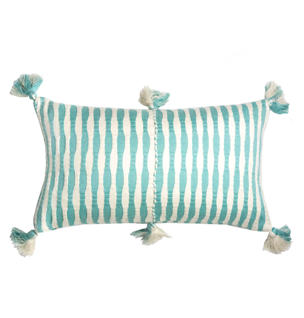 Antigua Pillow in Faded Aqua Striped