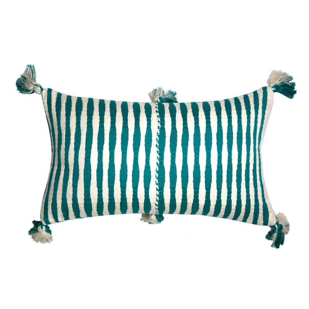 Antigua Pillow in Jade Stripe