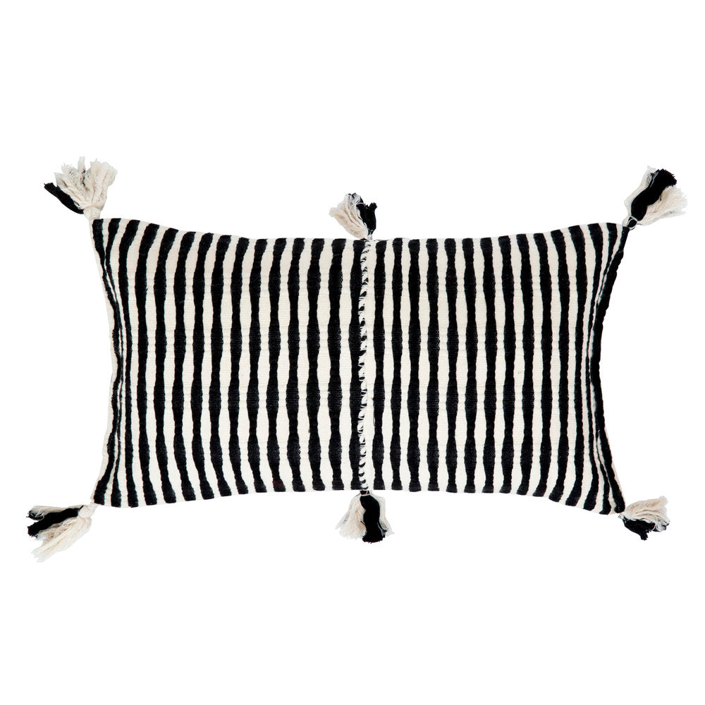 Antigua Pillow in Black and Natural Ivory