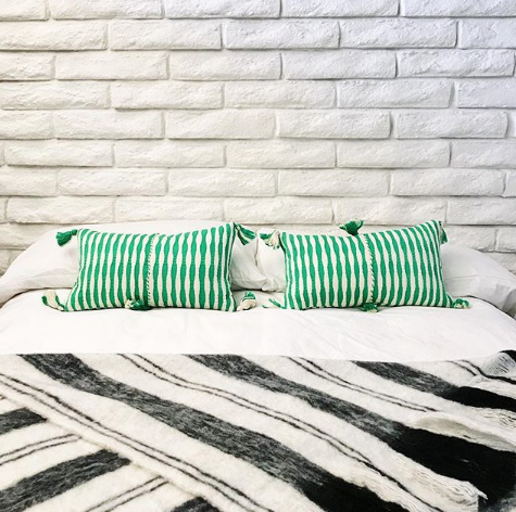 Antigua Pillow in Grass Green Stripe
