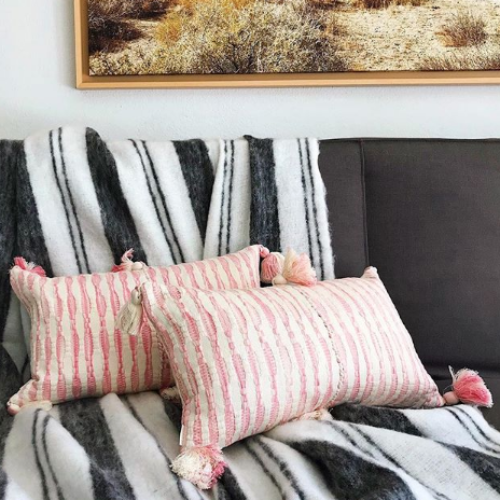 Antigua Pillow in Faded Pink Stripe