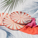 Candy Cane Stripes Dinner Plate, Coral