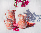 Hand Painted Medium Pitcher, Coral