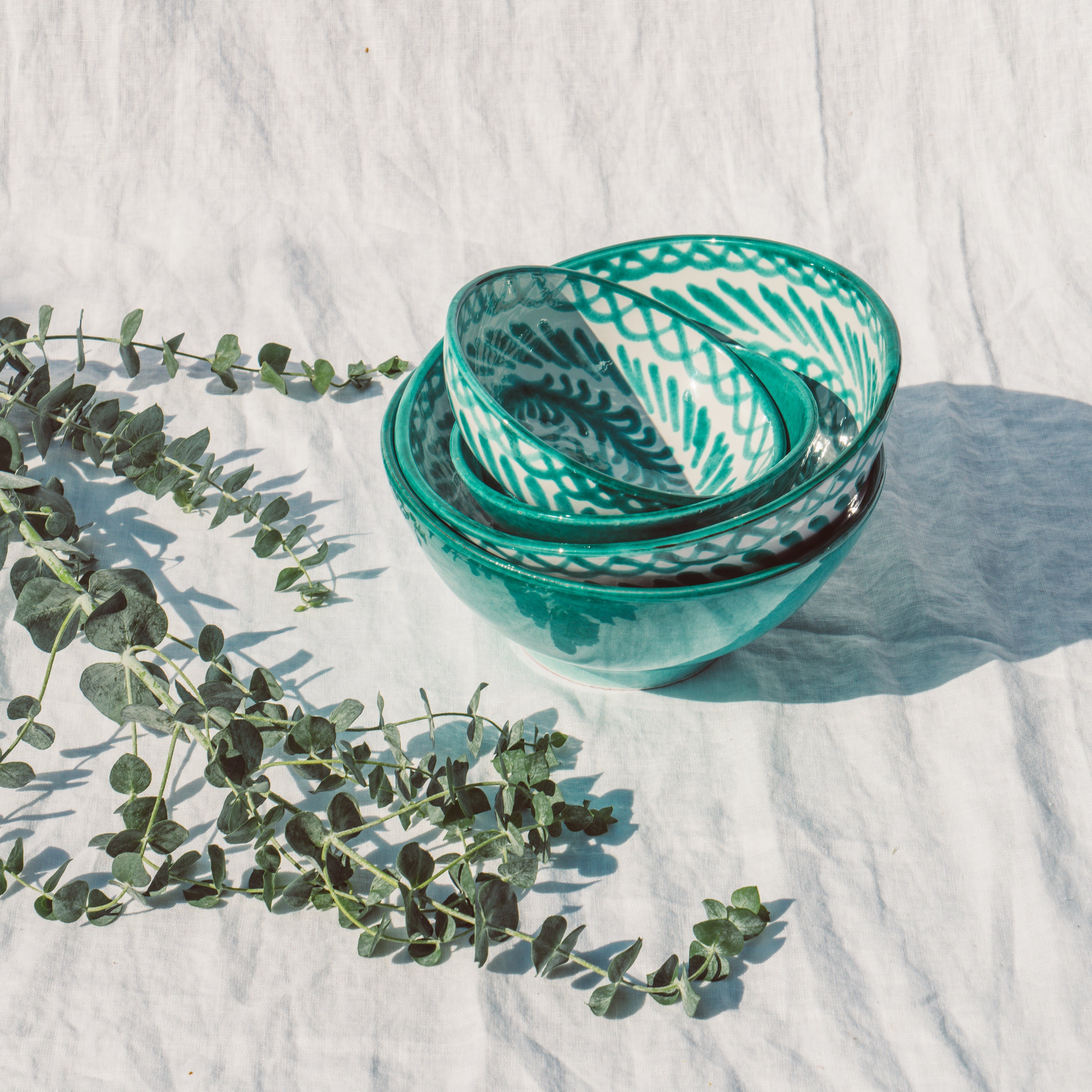 Hand Painted Lebrillo Small Bowl, Green