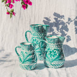 Hand Painted Large Pitcher, Green