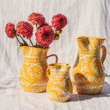 Hand Painted Large Pitcher, Yellow