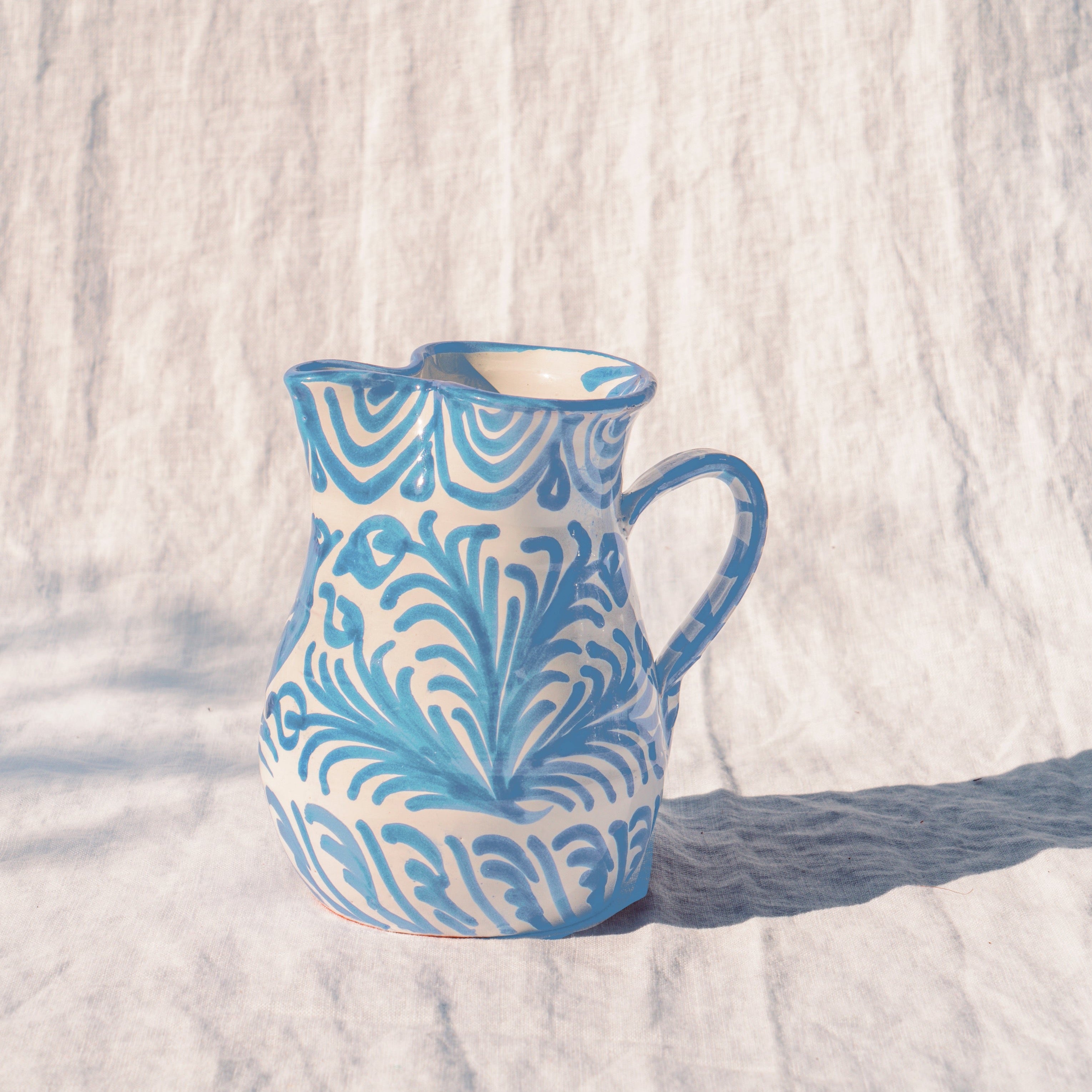 Hand Painted Small Pitcher, Sky Blue