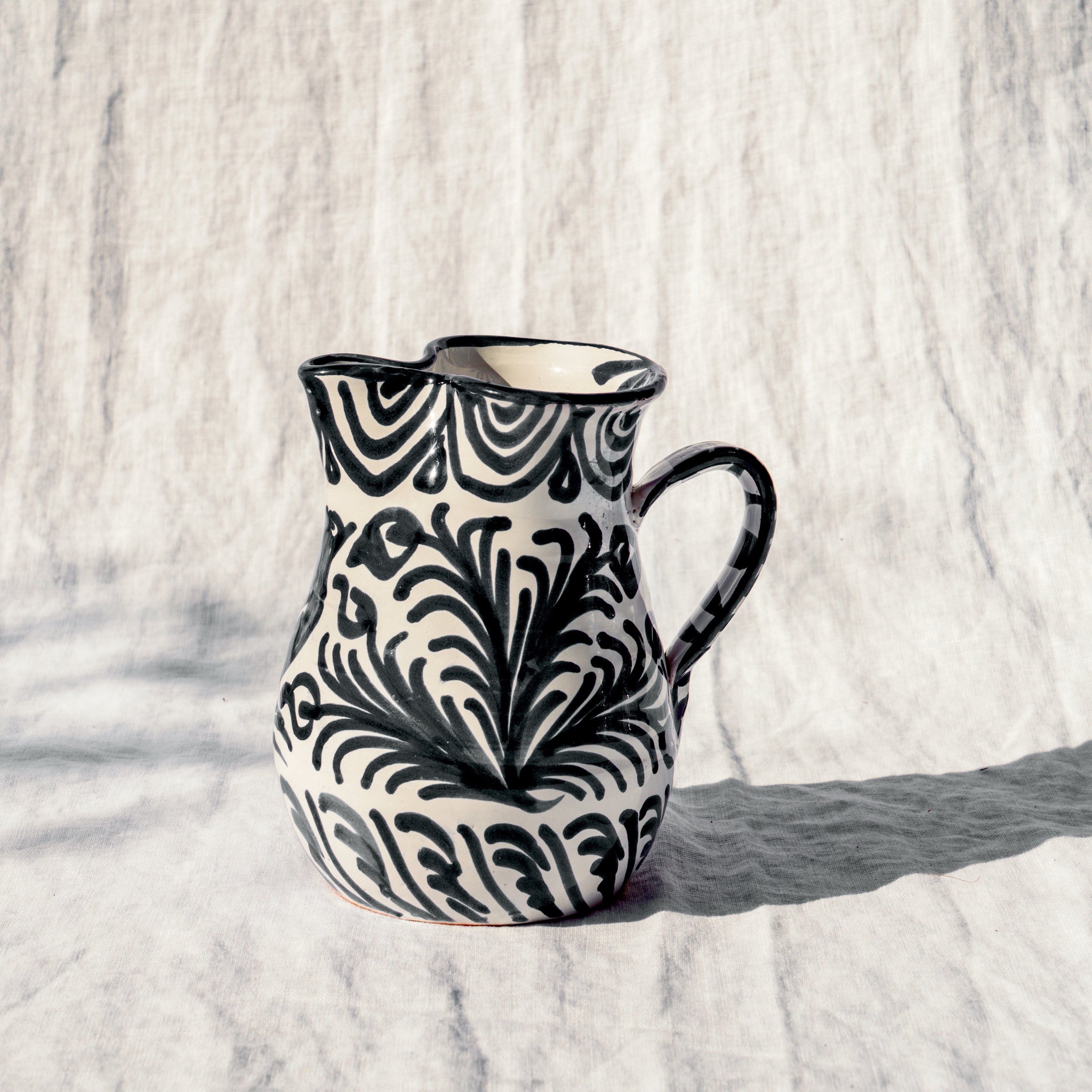 Hand Painted Small Pitcher, Black