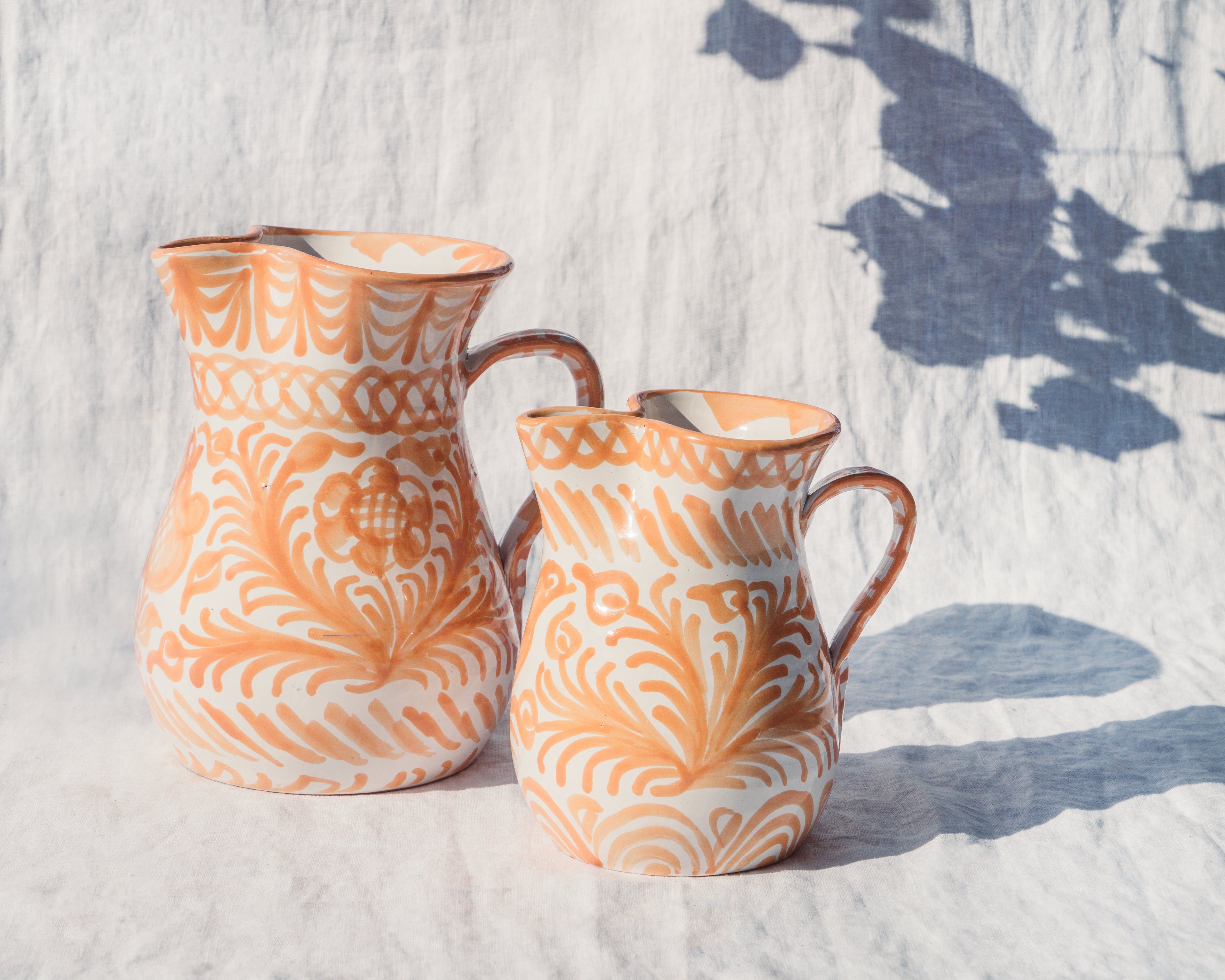 Hand Painted Small Pitcher, Peach