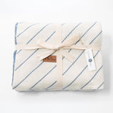 100% Cotton Knitted Throw - CloseUp in Lake and Cream