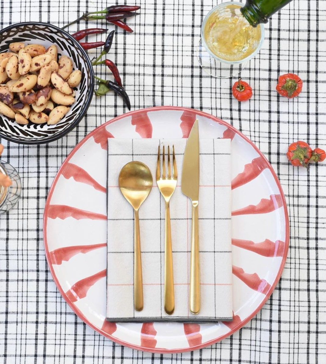 Candy Cane Stripes Salad Plate, Coral