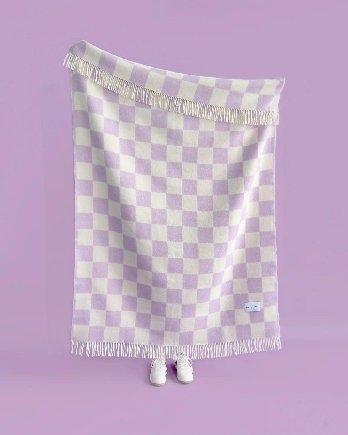 Checkerboard Blanket Lilac White