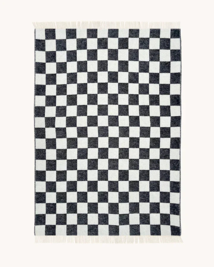 Checkerboard Blanket Black White