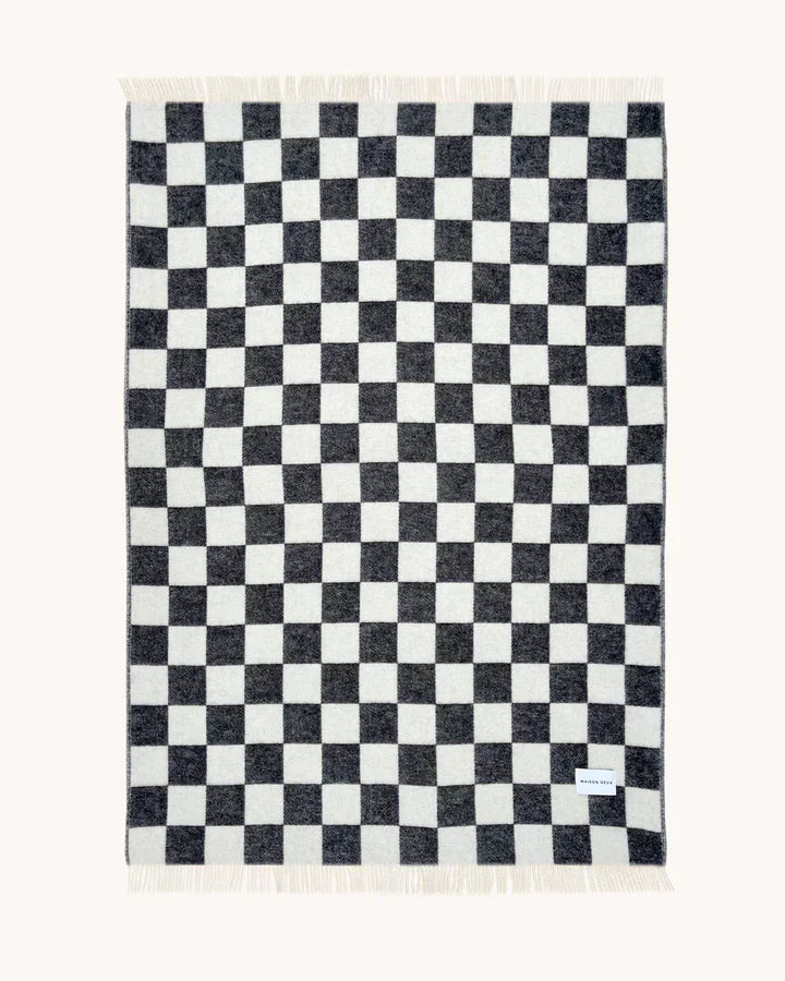 Checkerboard Blanket Black White