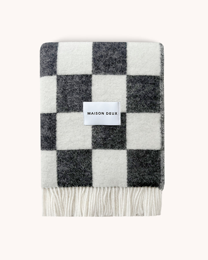 Checkerboard Blanket Black White