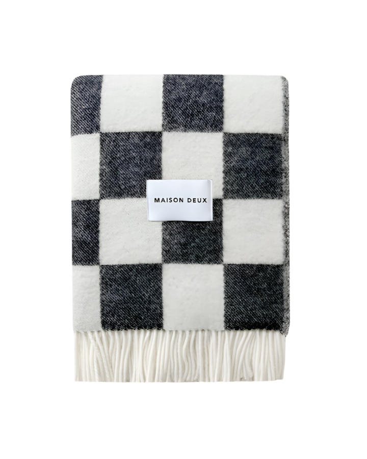 Checkerboard Blanket Black White