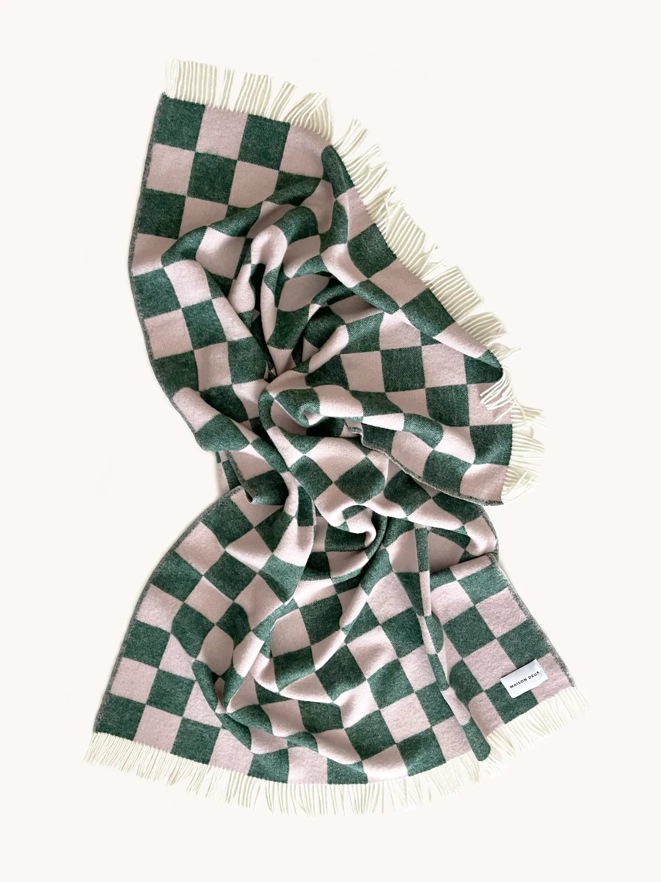 Checkerboard Blanket Green Pink