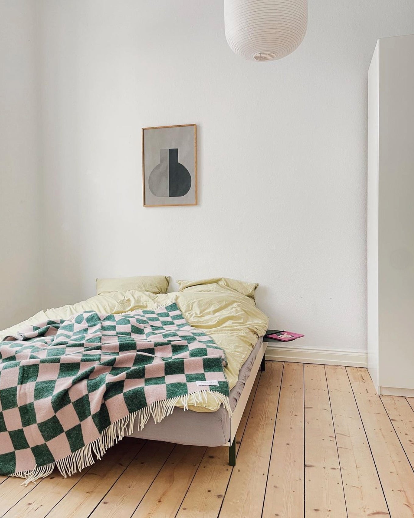 Checkerboard Blanket Green Pink