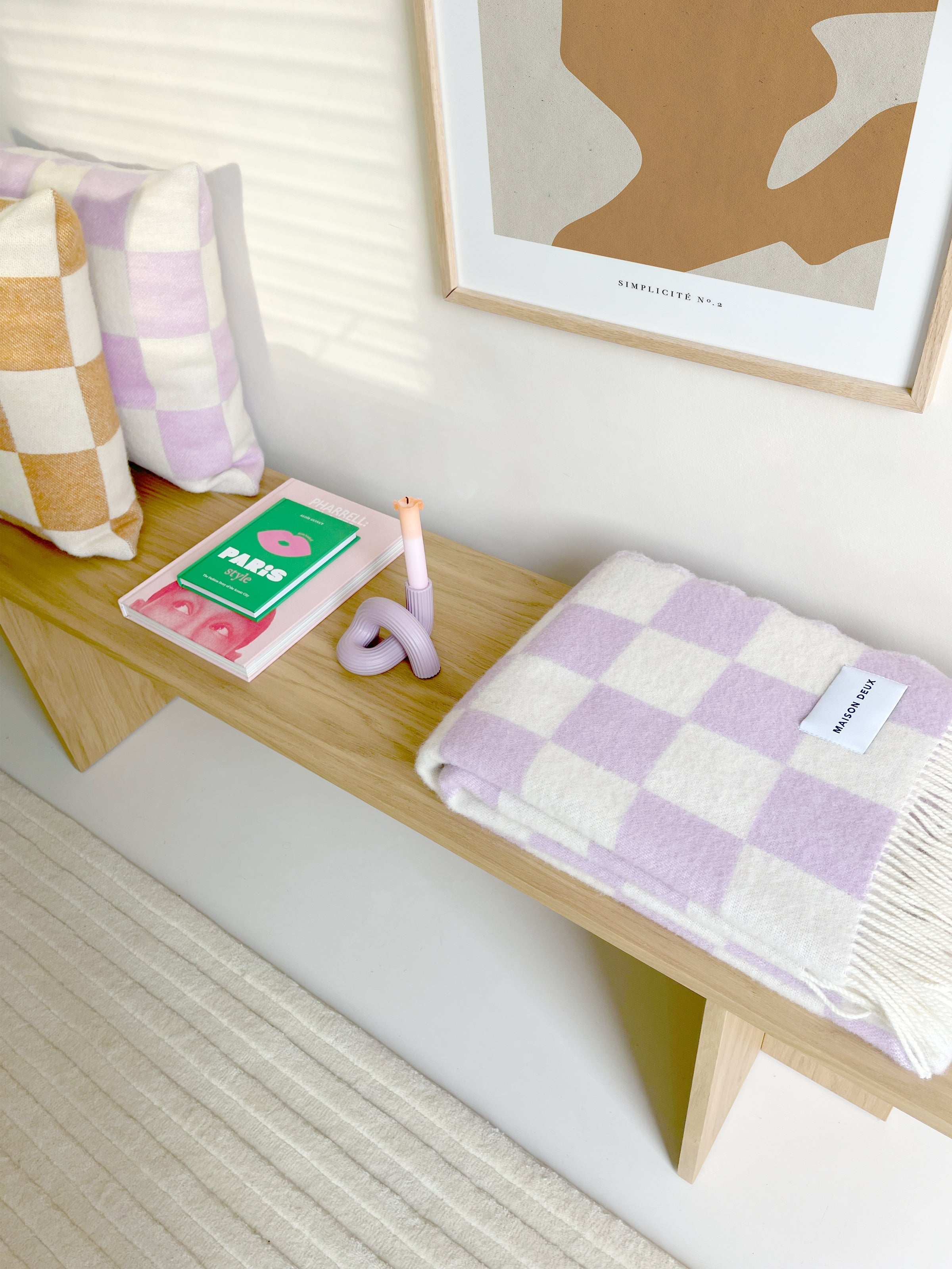 Checkerboard Cushion Lilac White