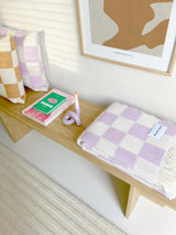 Checkerboard Cushion Lilac White