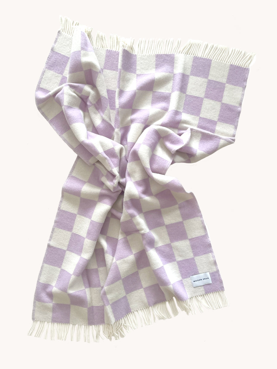 Checkerboard Blanket Lilac White