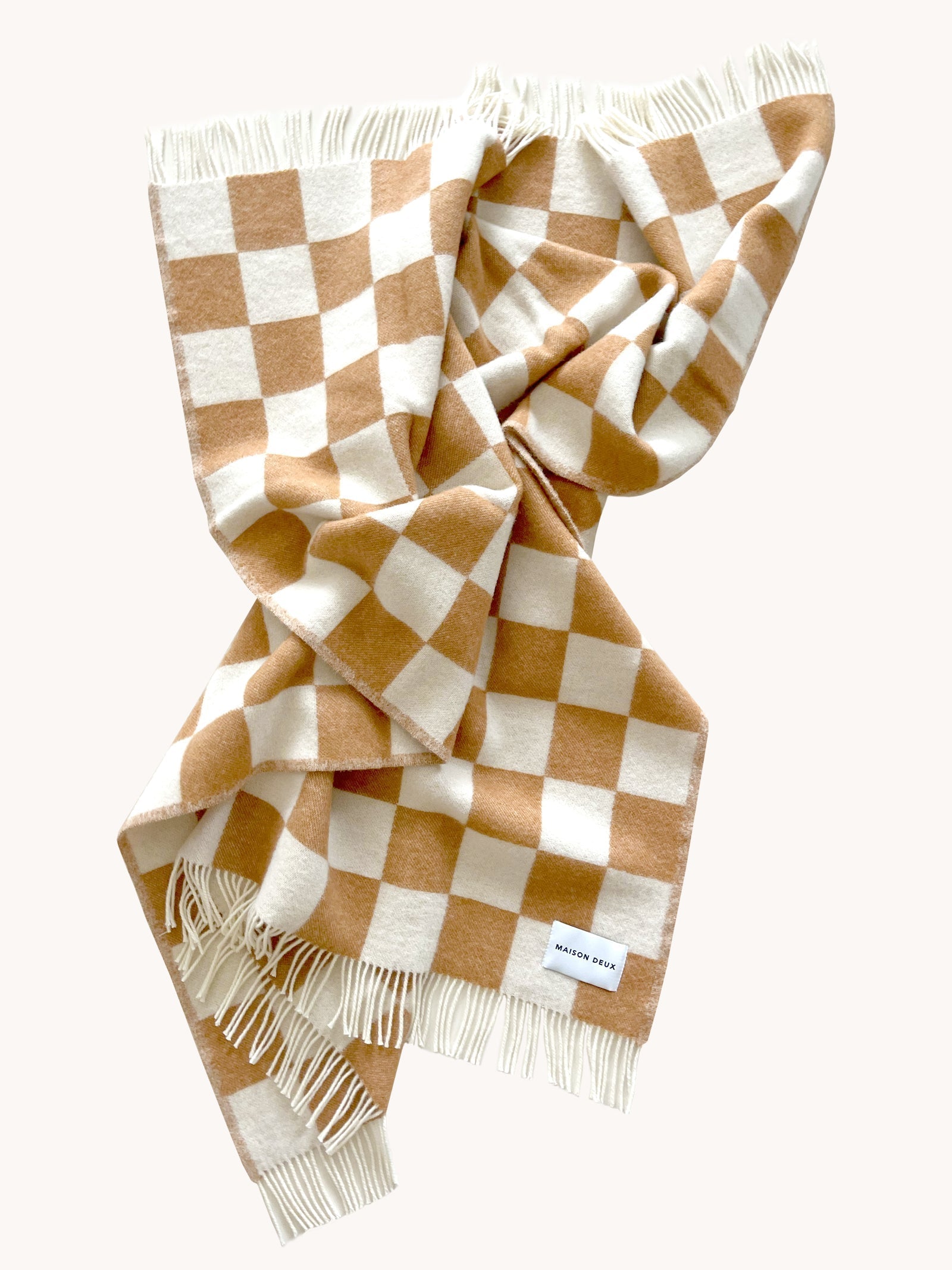 Checkerboard Blanket Terra White