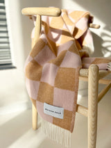 Blanket CHECKERBOARD Terra Brown / Pink 4.25 x 6.5ft