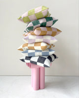 Checkerboard Cushion Denim Blue White