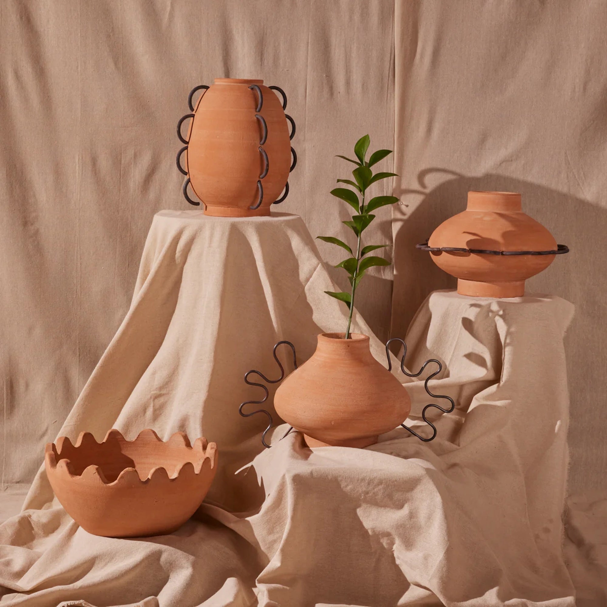 Ella Terracota Scalloped Vessel
