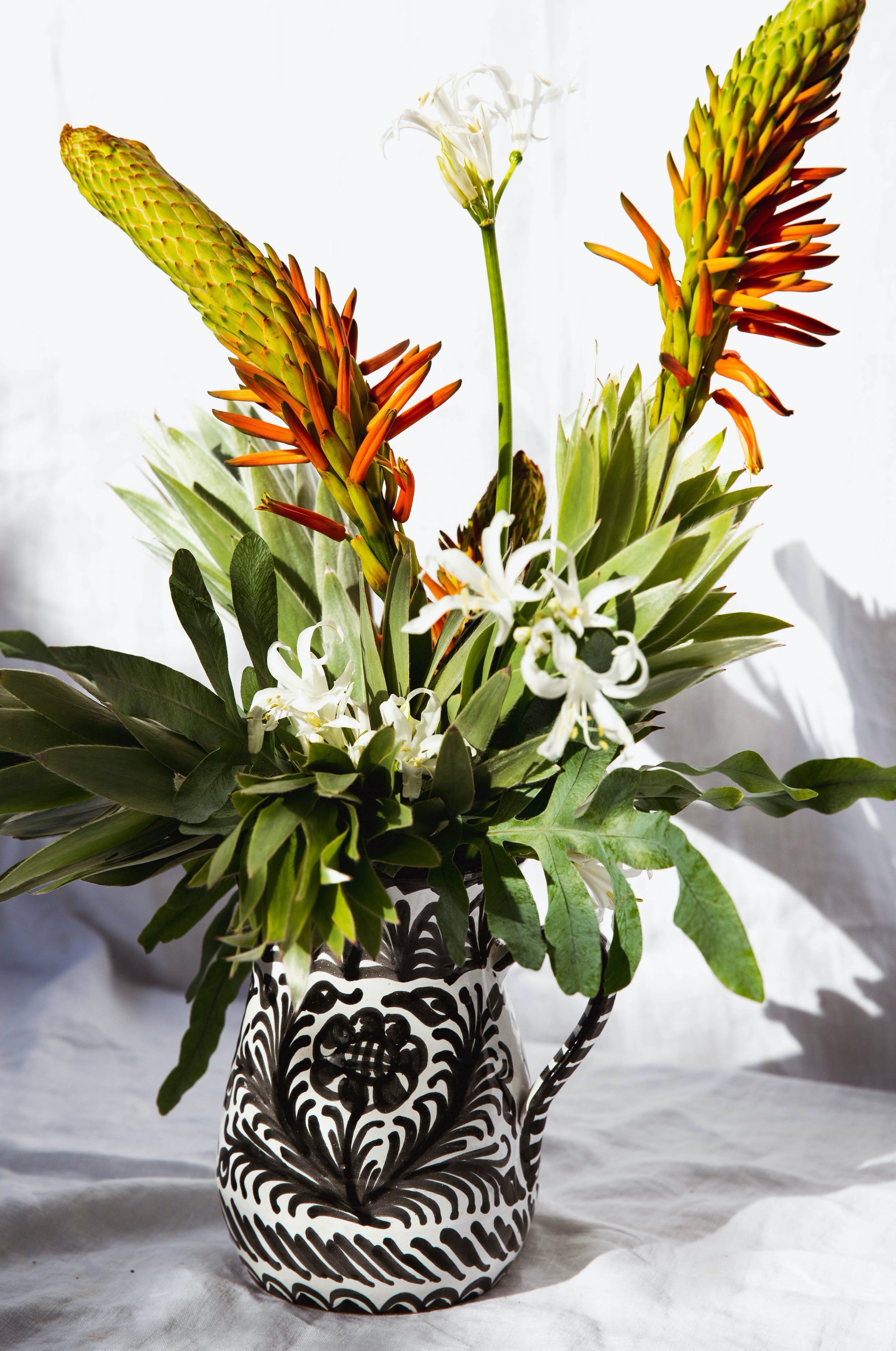 Hand Painted Medium Pitcher, Black