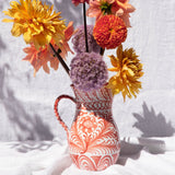 Hand Painted Large Pitcher, Coral