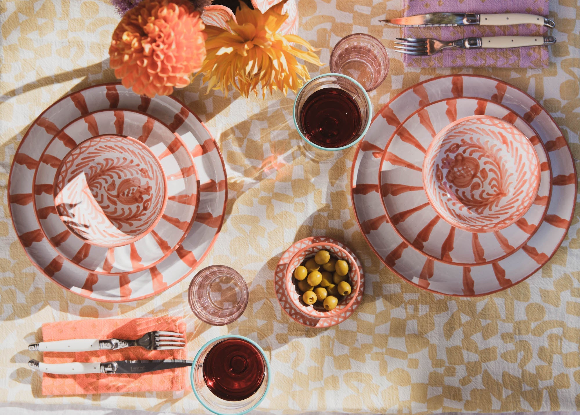 Candy Cane Stripes Salad Plate, Coral