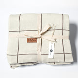 100% Cotton Knitted Throw - Grid in Latte and Cream