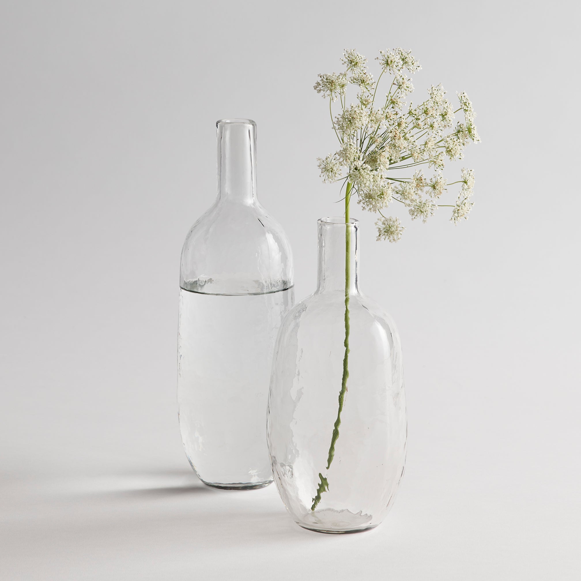 Pebbled Glass Bottles (Set of 2)