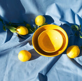 Hand Painted Medium Bowl, Yellow Glaze