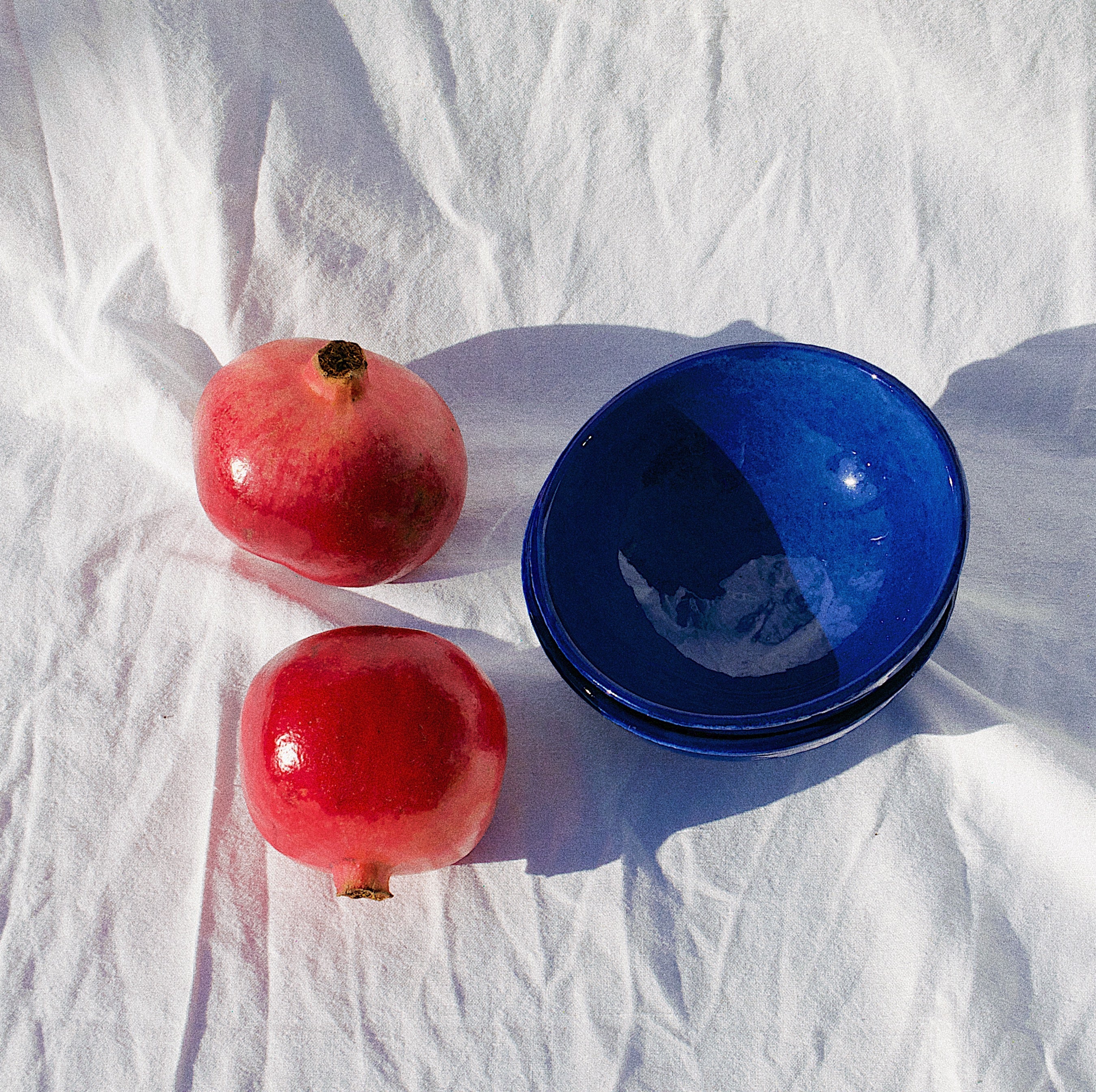 Hand Painted Small Bowl, Blue Glaze