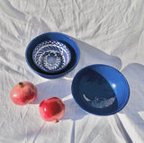 Hand Painted Medium Bowl, Blue Glaze